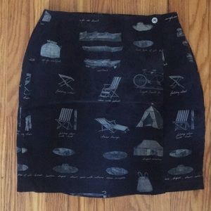 100% silk wrap around skirt with bikes/hats/boats
